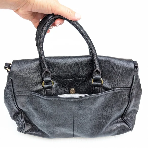 AIMEE gold and black leather handbag - Picture 5 of 10